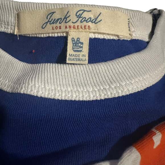 Women's Denver Broncos Royal/Orange Color Block Racer Long Sleeve T-Shirt-S - Picture 6 of 6